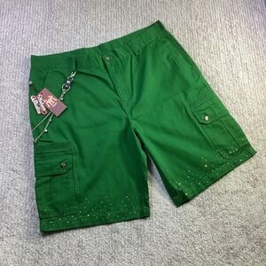 Watson Studios Stained Glass Work Shorts Green Rhinestone Mens Size 40 3XL NWT